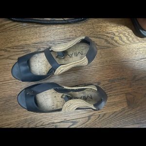 Blue and Taupe Mia Platform Sandals